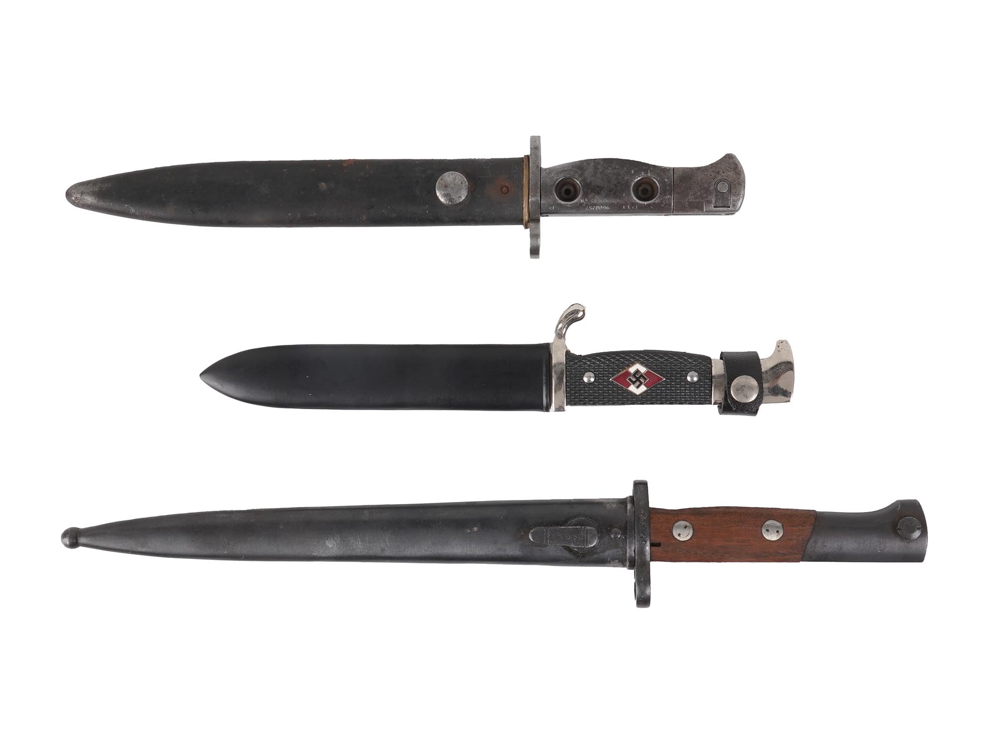 THREE GERMAN AND SOVIET DAGGERS WITH SHEATHS RZM PIC-0